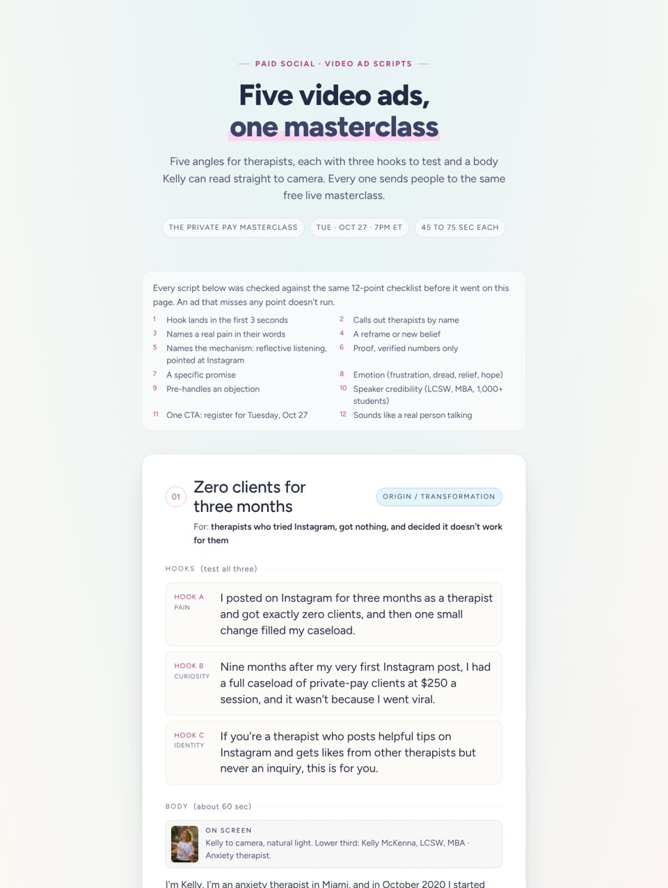 Ad creative scripts preview
